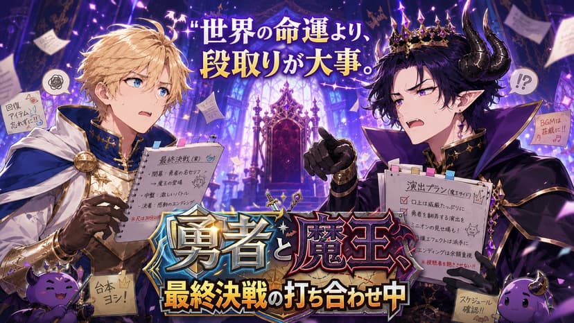 勇者と魔王、最終決戦の打ち合わせ中
