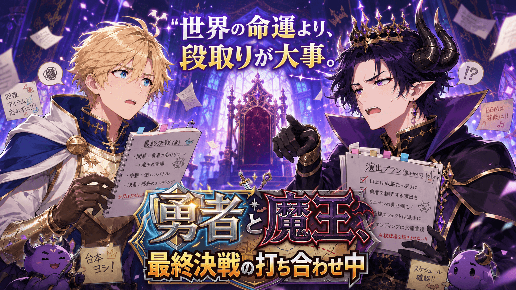 勇者と魔王、最終決戦の打ち合わせ中