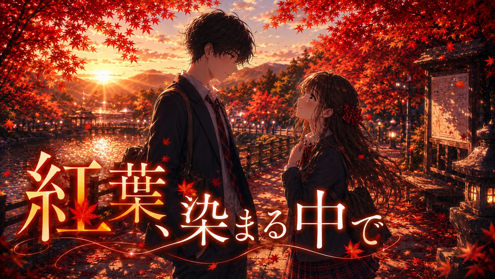 紅葉、染まる中で