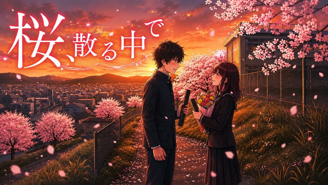 桜、散る中で background image