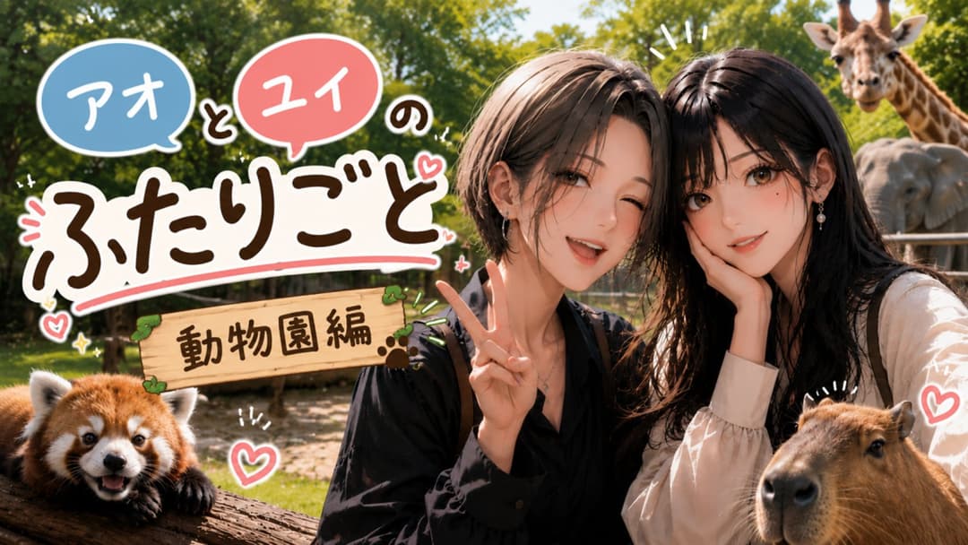 アオとユイのふたりごと。動物園編！ background image