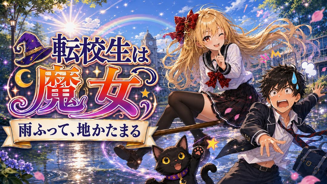 転校生は魔女＠雨ふって、地かたまる background image